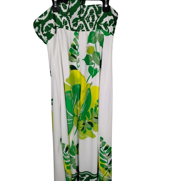 White House Black Market Strapless Green Floral Dress - Picture 6 of 10